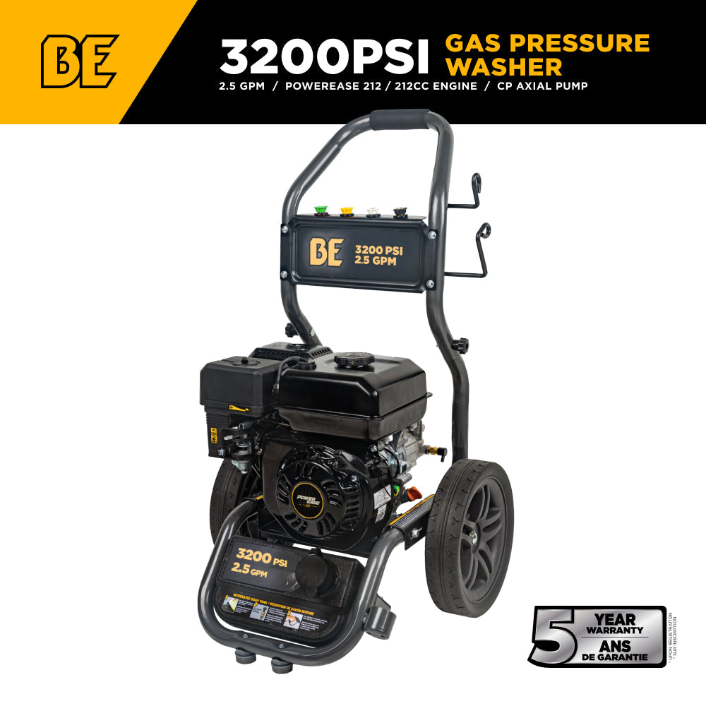 3,200 PSI 2.5 GPM Cold Water Gas Pressure Washer