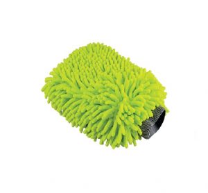 Green Microfiber chenille mitt with cuff